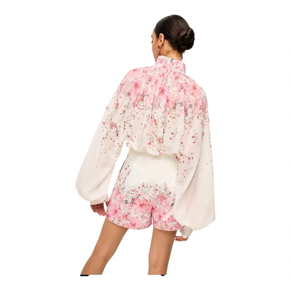 COMMENSE Floral Print Pleated Shorts Set Without Belt COLOR - Pink, NWT - Picture 8 of 12
